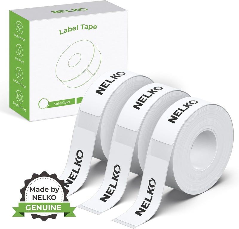 Nelko Genuine P21 Label Maker Tape, Adapted Label Print Paper, 14x40mm (0.55"x1.57"), Standard Laminated Office Labeling Tape Replacement, Multipurpose of P21, 180 Labels/Roll, 3-Roll, White - Image 1